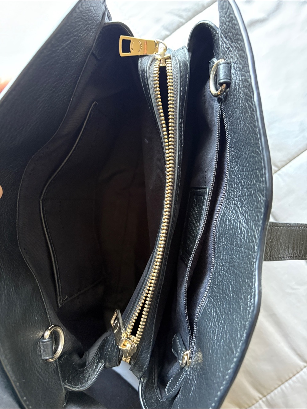 Coach Black Leather Turn-Lock Satchel with Gold Accents - Picture 5 of 7